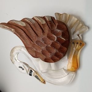 Vintage Lucite and Wooden Swan Brooch